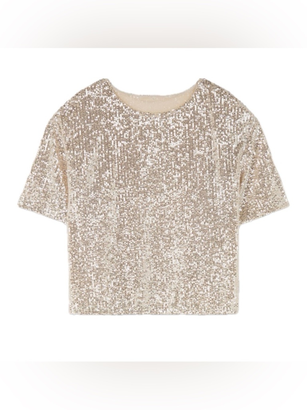 Anthropologie Silver Sequin Crop Top